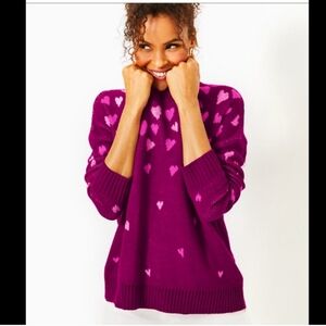 Lilly Pulitzer Elizabelle Heart Sweater Pink size Small NWT
